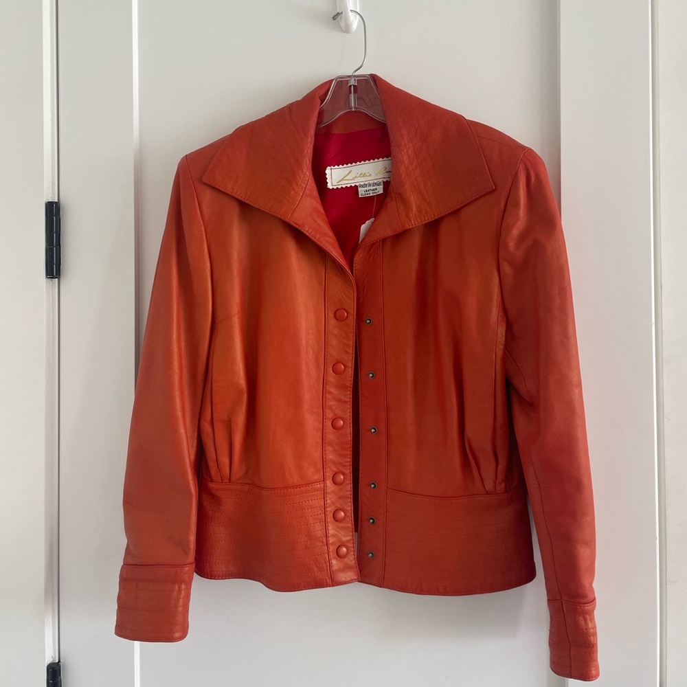 80s Vintage orange leather jacket by Lillie Rubin
